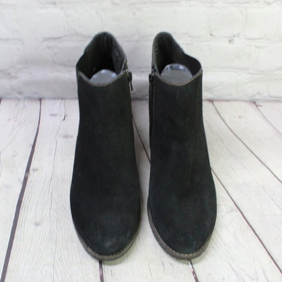 Clarks Pause Camelia Black Suede Side Zip Heeled Ankle Boots Size 11 M - Picture 5 of 9